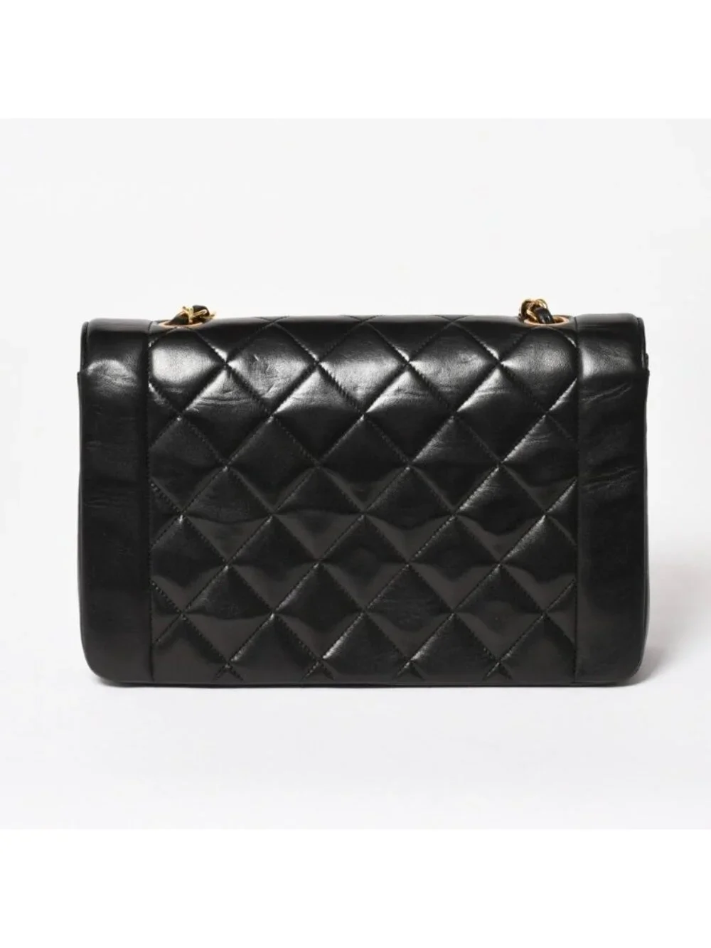 Chanel Diana Quilted 25 S Flap S Chain Shoulder Bag CC Logo Lambskin Black